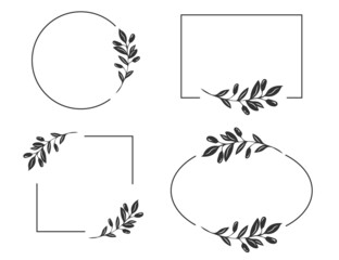 Frame Collection.  frame set.frames with hand drawn illustration of plants vector effect isolated design.