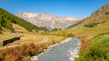 Hiking trails in the Fex Valley (Switzerland) offer nice views when walking from the Fex glacier at the end back towards the beginning near Sils Maria. It's a village in the Maloja Region (Engadin)