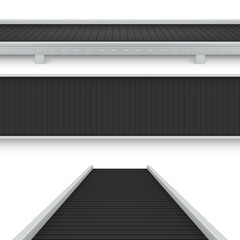 Collection realistic conveyor belt top front side view vector illustration
