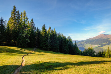 The gorgeous hiking trail towards lake Schwarzer See starts at Kleiner Mutzkopf, which can be reached by a chairlift near Nauders (Tyrol, Austria). It is near the Swiss and Italian border.