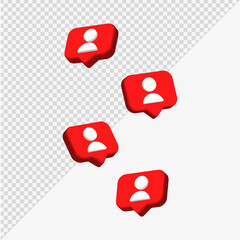 3d follower icon in modern glossy speech bubble for social media notifications icons - profile user avatar bubbles social network reactions