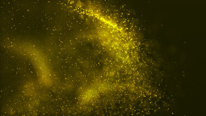 Abstract Artistic Yellow Gold Shine Blurry Focus Random Wave Of Glitter Sparkle Dust Background