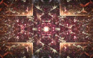 abstract illustration computer generated fantastic crystals of various shapes and shades on a black background for use in symbolism, signs for digital design and graphics