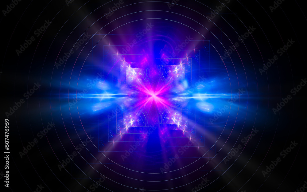 Leinwandbilder digital illustration abstract image generated fractal background image portal pattern of various geometric shapes and lines of various colors for computer graphics or web design