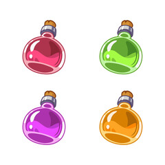 Set of Potion bottles of various color