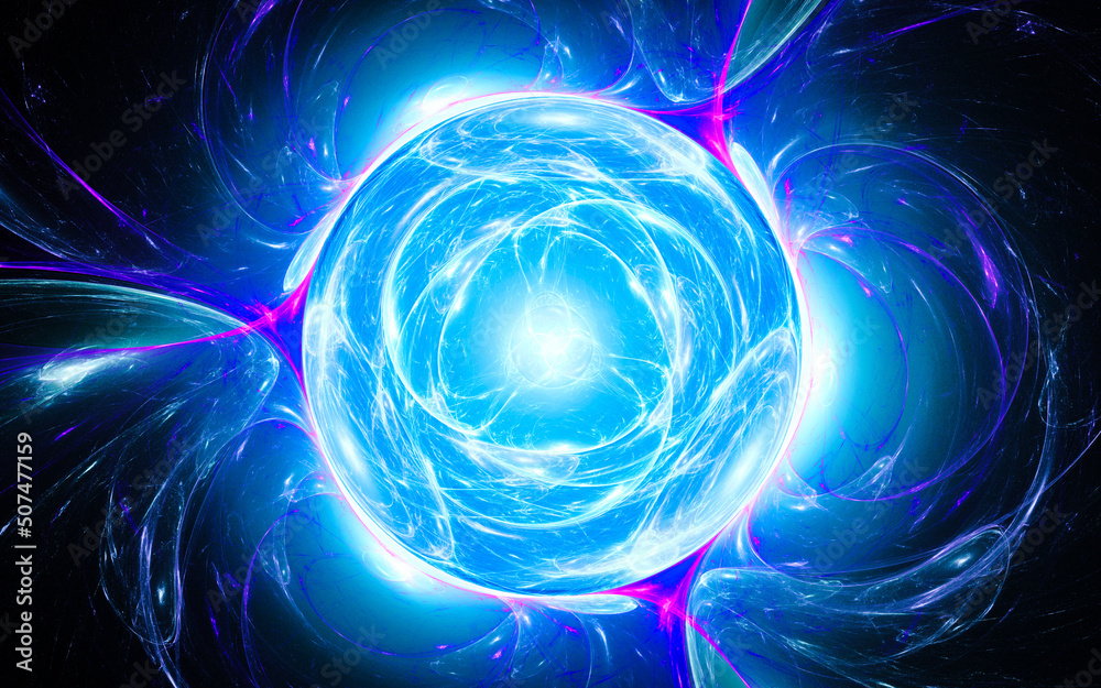 Leinwandbilder digital illustration abstract image generated fractal background image portal pattern of various geometric shapes and lines of various colors for computer graphics or web design