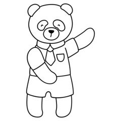 student panda hand drawn illustration, back to school concept