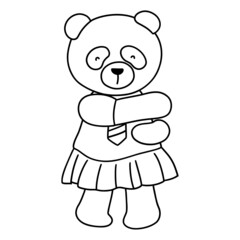 student panda hand drawn illustration, back to school concept