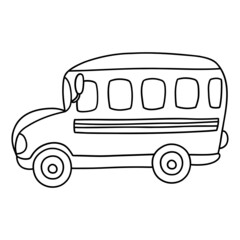 school bus hand drawn illustration, back to school concept