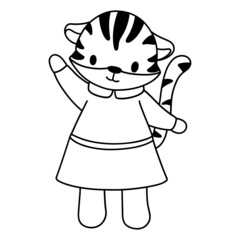 cartoon tiger hand drawn
