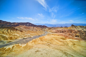 Breath taking view of desert landscape with colorful sediment formations