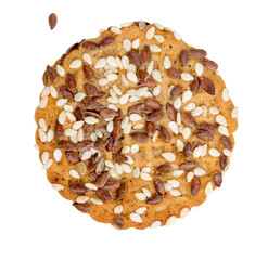 round cookies with sesame seeds and flax