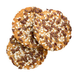 round cookies with sesame seeds and flax