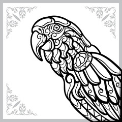 Obraz premium macaw bird zentangle arts. isolated on white background.