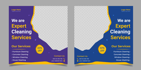 Expert Cleaning Service Corporate Business Square Flyer Social Media Post Template Design