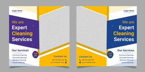 Expert Cleaning Service Corporate Business Square Flyer Social Media Post Template Design
