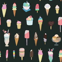 ice cream vector seamless pattern