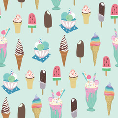 ice cream vector seamless pattern