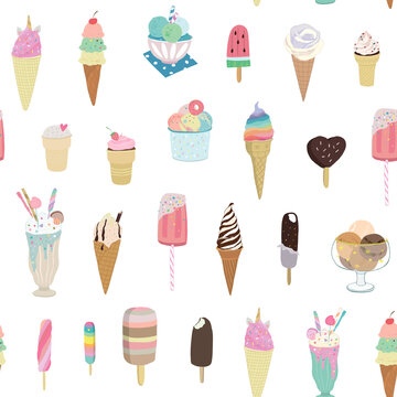 ice cream vector seamless pattern
