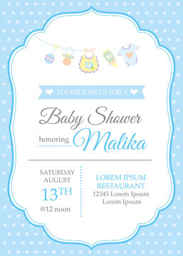 Classic Baby Boy Shower Invitation Template With Baby Toys
