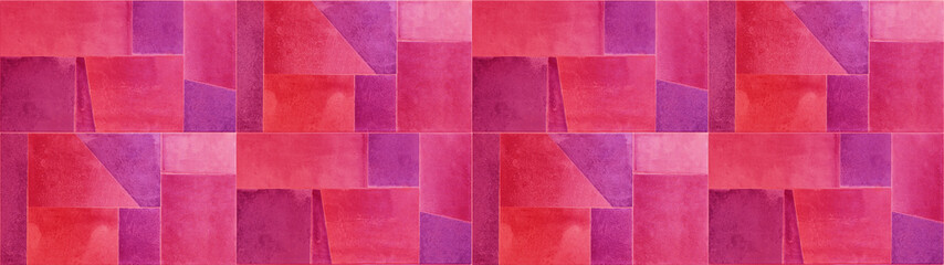 Abstract neon pink colorful geometric cement stone tile mirror wall or floor, tiles texture...