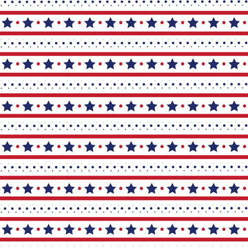 4th of July seamless pattern, star dot and stroke on white background, Modern backgrounds for independence day illustration