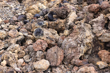 Colorful background volcanic rock near Teneguia. Volkan, La Palma Island