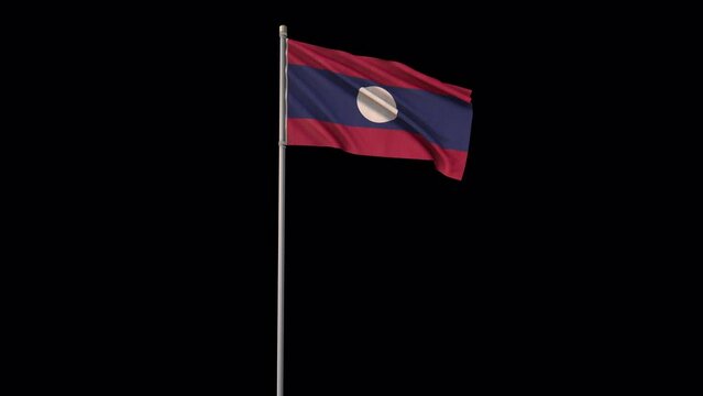 Laos flag, 4k video background is transparent