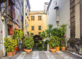 Typical Italian houses in Sorrento in the south of Italy