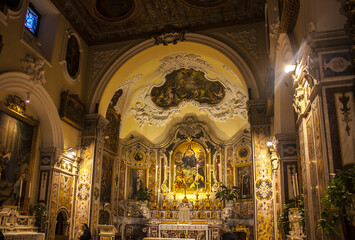 Fototapeta na wymiar Interior of the Church of Santa Maria delle Grazie in Sorrento 