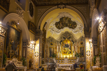 Fototapeta na wymiar Interior of the Church of Santa Maria delle Grazie in Sorrento