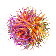 3D Abstract Organic Metallic Spike Ball Sphere