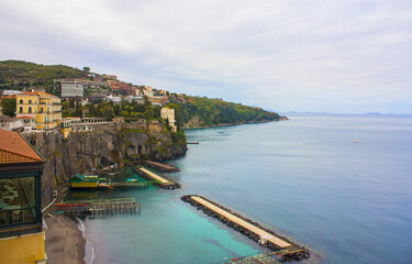 View of the coast (Marina Grande) from the observation deck in Sorrento	