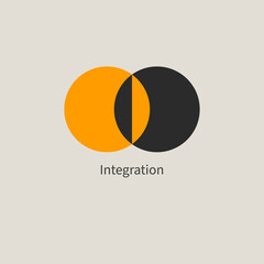 Integration abstract logo, two circles