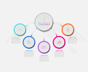 Vector illustration, infographics design, template, marketing, information, with 5 options or steps