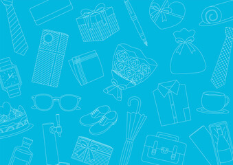 父の日イラスト_背景_線画_青