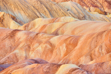 Detail of colorful ripples in desert mountains at Death Valley