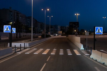 Pedestrian crossing illuminated at night, for greater safety of passers-by.