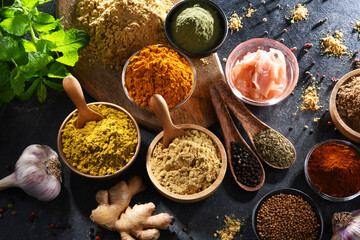Composition with assortment of spices and herbs