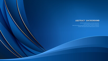 Abstract template dark blue luxury premium background with luxury triangles pattern and gold lighting lines.