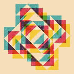 Geometric object  with riso print effect. Vector. Graphic element  for fabric, textile, clothing, wrapping paper, wallpaper, poster. Graphic element.  Perfect For your own decoration or design