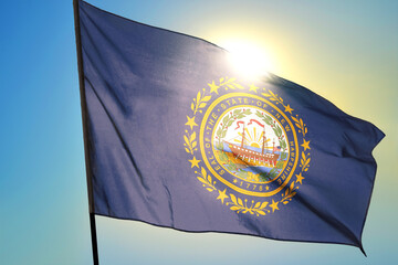 New Hampshire state of United States flag waving on the wind