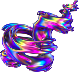 Abstract 3d Iridescence Twisted Fractal Shape