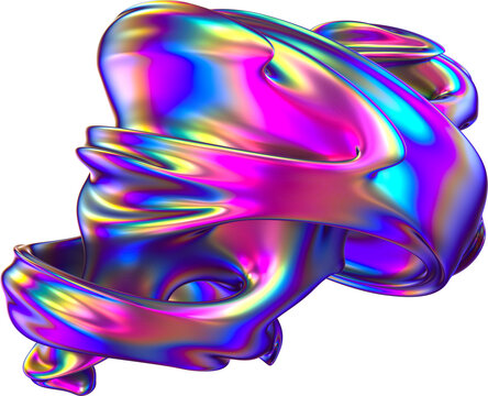 Abstract 3d Iridescence Twisted Fractal Shape