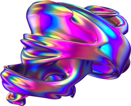 Abstract 3d Iridescence Twisted Fractal Shape