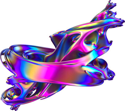 Fototapeta Abstract 3d Iridescence Twisted Fractal Shape
