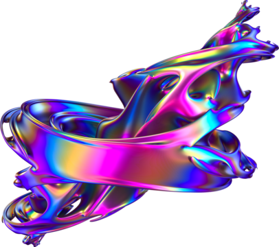 Abstract 3d Iridescence Twisted Fractal Shape