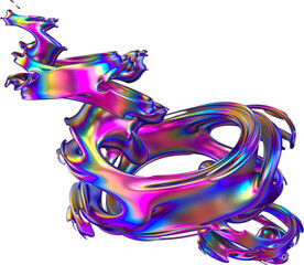 Abstract 3d Iridescence Twisted Fractal Shape