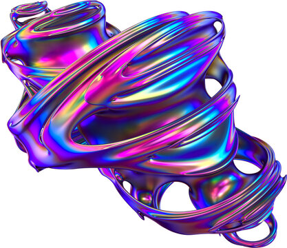 Fototapeta Abstract 3d Iridescence Twisted Fractal Shape