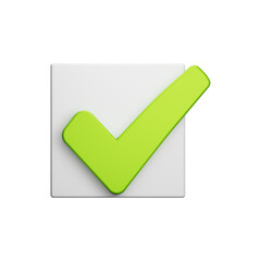 Approve correct symbol icon isolated white background, check mark button. 3d render illustration